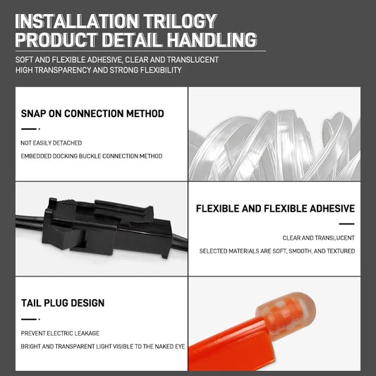 1M/3M/5M Flexible EL Neon Strip Light for Car Interior Decoration USB-Powered Ambient and Party LED Lighting for DIY Auto Styling &nbsp;