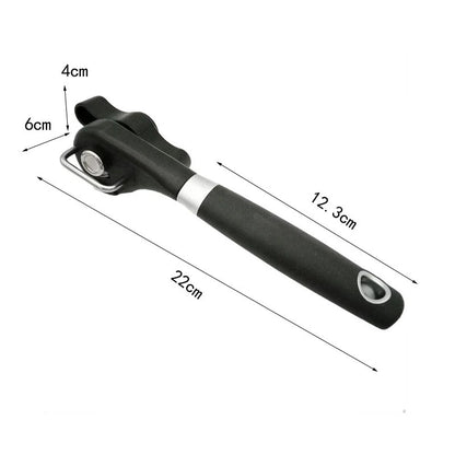 1 Piece Handheld Safe-Cut Can Opener Black Food-Grade Stainless Steel Kitchen Tool