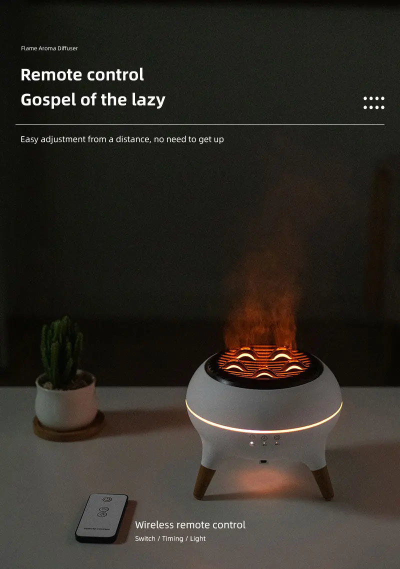 350ML Flame-Effect Jellyfish Aroma Diffuser – Dynamic Essential Oil Air Humidifier with Gradient LED Night Light for Desktop Use