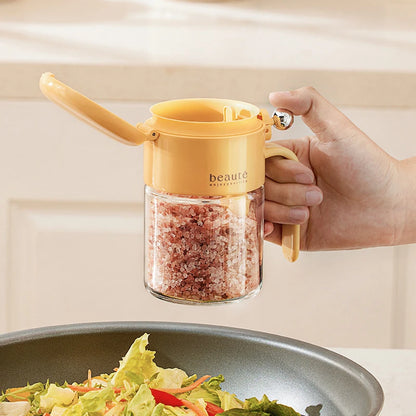 Moisture-Resistant Sealed Glass Spice Jar with Spoon – Kitchen Salt Container and Shaker