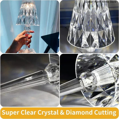 USB-Powered Diamond Crystal LED Table Lamp – Acrylic Decorative Night Light for Bedroom, Living Room, or Restaurant Ambiance