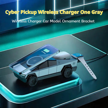 Cybertruck-Inspired 3-in-1 Qi2 Wireless Charging Station for iPhone, Apple Watch & AirPods