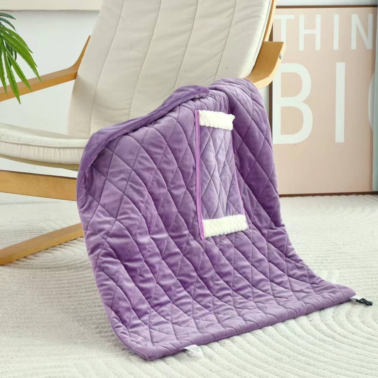 Single Battery-Powered USB Heated Blanket, Washable and Rechargeable Electric Throw for Family Use