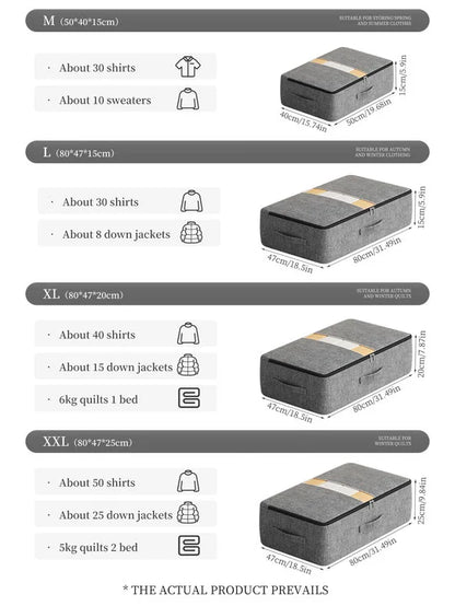 Foldable Underbed Storage Organizer Bag – Large Capacity Clothes, Quilt &amp; Blanket Holder for Closet or Wardrobe Use