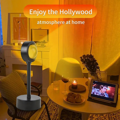 USB Sunset Projection Lamp – Ambient Mood Light for Bedroom, Living Room, Bar, and Photography Backdrops &nbsp;