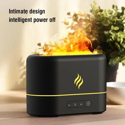Simulated Flame Aroma Diffuser &amp; Humidifier with 7-Color LED, Timer, Silent Operation, and Air Purification for Essential Oils
