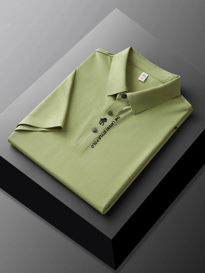 Men's Premium Printed Polo Shirt – Short Sleeve, Seamless Ice Silk, Breathable Golf & Business Casual Summer Tee