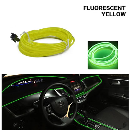1/2/3/5M Flexible EL Neon Wire LED Strip for Car Interior Decoration, USB Powered DIY Ambient Party Lighting