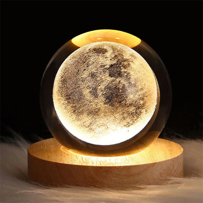 Christmas 3D Crystal Ball Galaxy Projector Lamp – USB Night Light with Planetary Projection, Romantic Gift for Couples, Festive Ambient Lighting