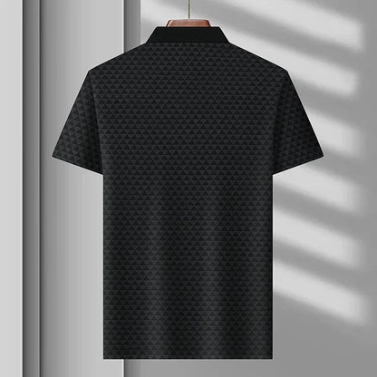 Men’s Breathable Ice Silk Polo Shirt – Seamless Short Sleeve Business Casual Summer Top