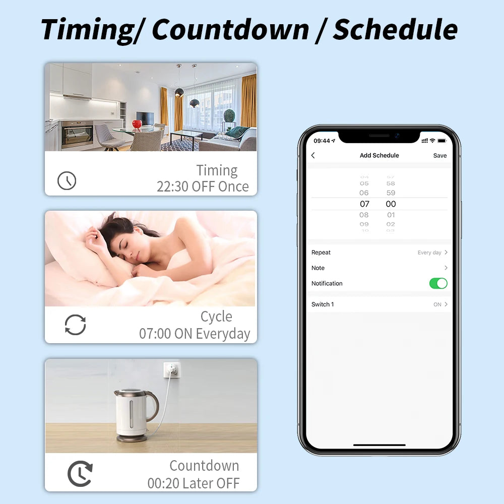 Tuya 16A/20A EU WiFi Smart Plug – Voice Control, Power Monitoring &amp; Timer Function – Works with Alexa &amp; Google Assistant