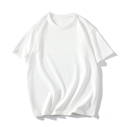 Men’s Summer Cotton T-Shirts – Solid Color, Loose Fit, Casual Short Sleeve Tops in White, Blue – Fashionable Plus Size Tees up to 5XL