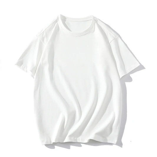 Men’s Summer Cotton T-Shirts – Solid Color, Loose Fit, Casual Short Sleeve Tops in White, Blue – Fashionable Plus Size Tees up to 5XL