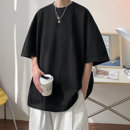 Unisex Oversized Heavyweight Cotton T-Shirt – 260gsm Basic Solid Color Hip-Hop Style Summer Tee