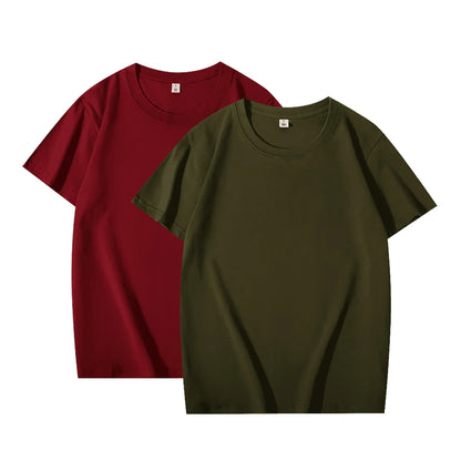 2-Pack Unisex Solid Color T-Shirts – 100% Cotton, Loose Fit, Short Sleeve, Basic Everyday Tees for Men & Women, White & Black Options