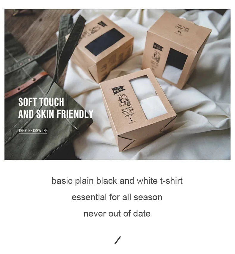 Classic Men’s Summer T-Shirt – 1 or 2 Pack Solid Cotton Short Sleeve Round Neck Tees in Black and Beige, Heavyweight and Versatile