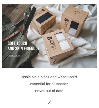 Classic Men’s Summer T-Shirt – 1 or 2 Pack Solid Cotton Short Sleeve Round Neck Tees in Black and Beige, Heavyweight and Versatile