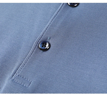 Luxury Summer Men’s Polo Shirt – Premium Plain Design with 4.7% Mulberry Silk, Short Sleeve, Lightweight Casual Fashion Top