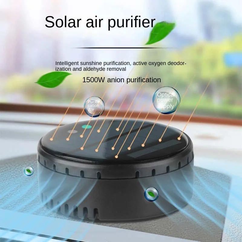 Solar-Powered USB Car Air Purifier – Compact Auto Air Freshener &amp; Odor Eliminator with Solar Charging