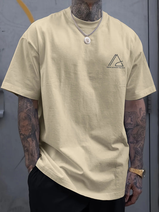 Men’s Summer Casual Crew Neck T-shirt with Unique Geometric Graphic Print — Short Sleeve Outdoor Top
