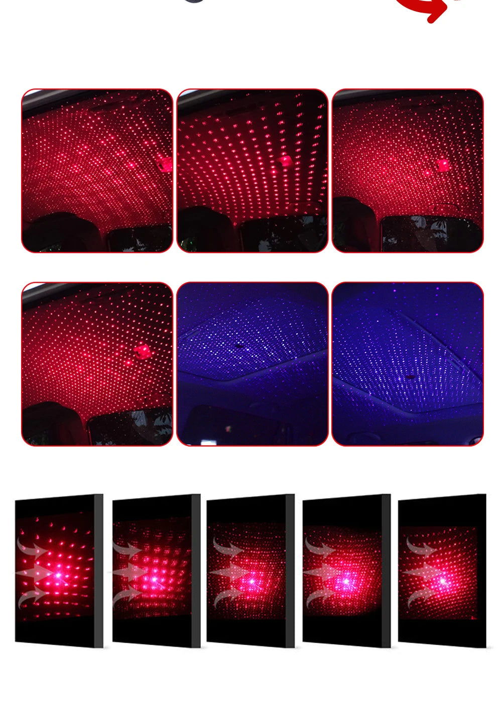 USB LED Starry Sky Projector Light – Car Interior Ambient Light, Spot Lamp, Decorative Atmosphere Lighting