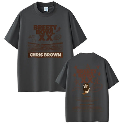 Chris Brown Breezy Bowl XX 2025 Tour Vintage Cotton T-Shirt for Men & Women – Casual Summer Hip Hop Oversized Tee
