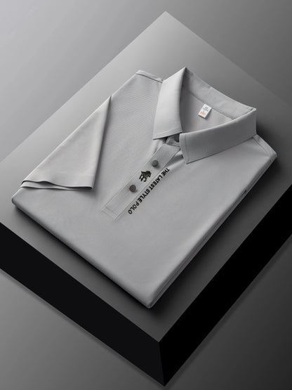 Men's Premium Printed Polo Shirt – Short Sleeve, Seamless Ice Silk, Breathable Golf & Business Casual Summer Tee