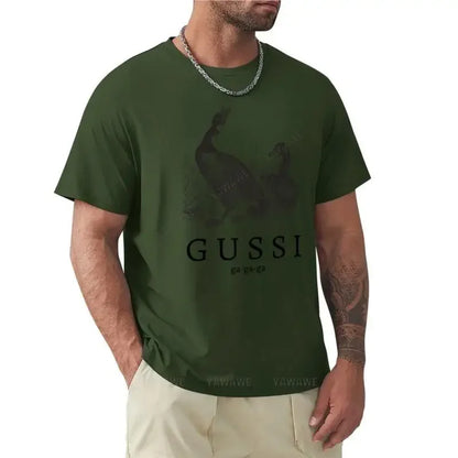 Men’s Cotton T-Shirt with “G U S S I (Geese)” Funny Slogan – Cute Summer Tee for Men