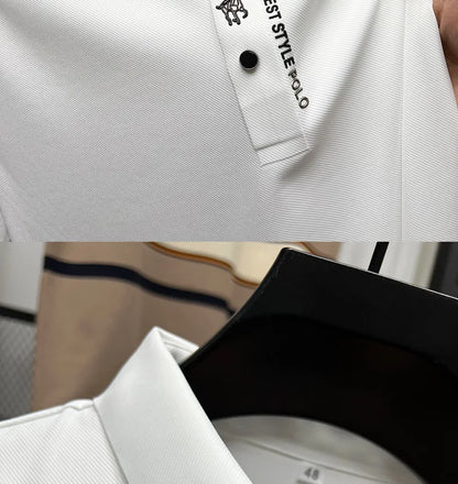 Men's Premium Printed Polo Shirt – Short Sleeve, Seamless Ice Silk, Breathable Golf & Business Casual Summer Tee