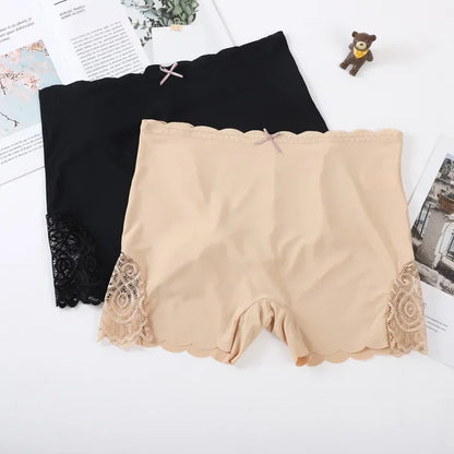 Women's Seamless Safety Shorts – Soft Breathable Modal Under Skirt Tights with Lace Trim