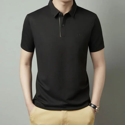 Men's Seamless Polo Shirt – Premium Cool Touch Fabric, Slim Fit Business Casual Golf Tee with Turn-Down Collar
