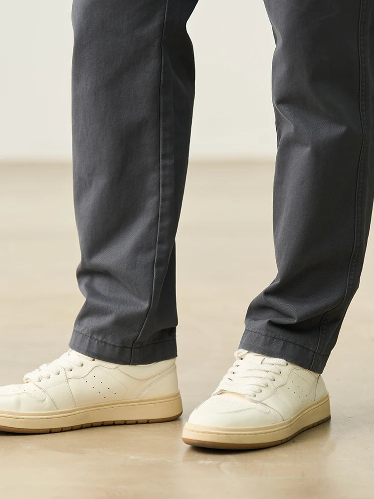SIMWOOD Men’s Straight-Leg Chino Pants – 2025 Autumn Collection, 320gsm Washed Fabric, Plus Sizes Available