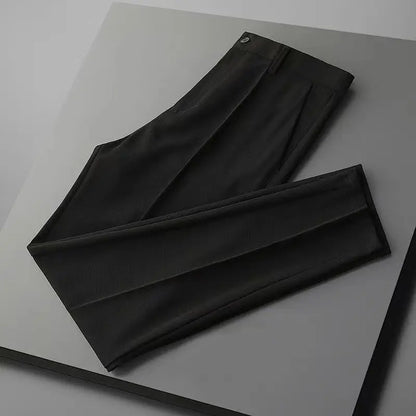Men’s Korean-Style Slim Fit Summer Suit Pants – Lightweight Ice Silk Trousers, Business Casual Streetwear, Plus Sizes Available