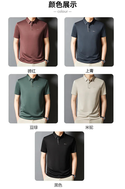 Men’s Premium Seamless Polo – Luxury Cool Fabric, Slim Fit, Anti-Wrinkle, Business‑Casual Golf Tee