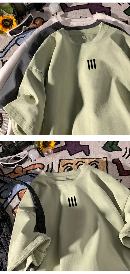 Men's Oversized Cotton T-Shirts – 2024 New Casual Summer Printed Tees, Fashionable and Comfortable, Available in White and 3XL Size.