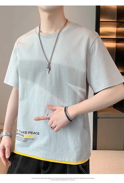 Men’s Loose Fit Letter Print T-Shirt – Harajuku Y2K Streetwear Short Sleeve Casual Tee