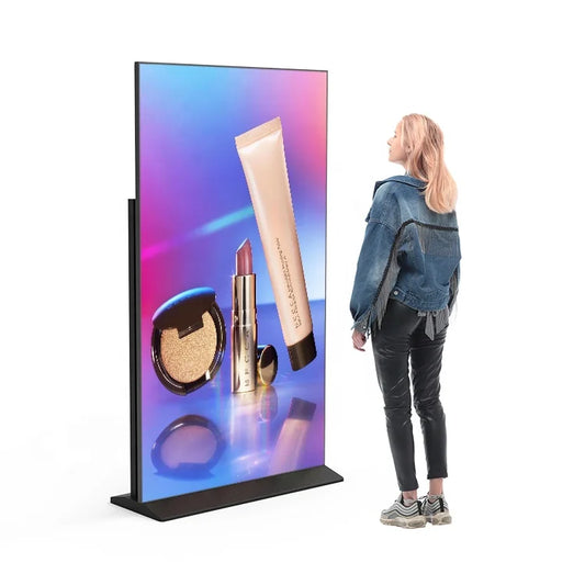 43"/55"/65"/75" Floor-Mounted 4K Ultra HD Vertical Touchscreen Advertising Display with WiFi and CMS Software – Indoor LCD Digital Signage Totem