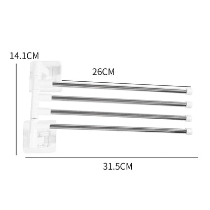 Rotating Bathroom Towel Rack – Punch-Free Wall-Mounted Stainless Steel Organizer with Suction Cup