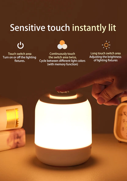 Portable USB LED Touch Sensor Night Lamp – Table and Bedside Lamp for Bedroom, Kids, and Gifts &nbsp;