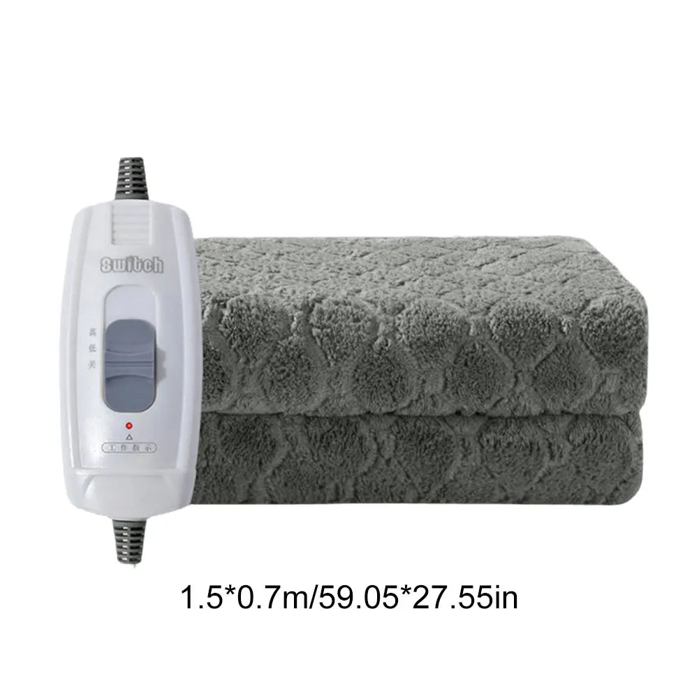 1.5M Velvet Plush Electric Heating Blanket – Winter Warm Thermal Throw Pad for Bed, Grey