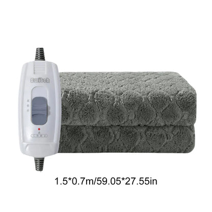 1.5M Velvet Plush Electric Heating Blanket – Winter Warm Thermal Throw Pad for Bed, Grey