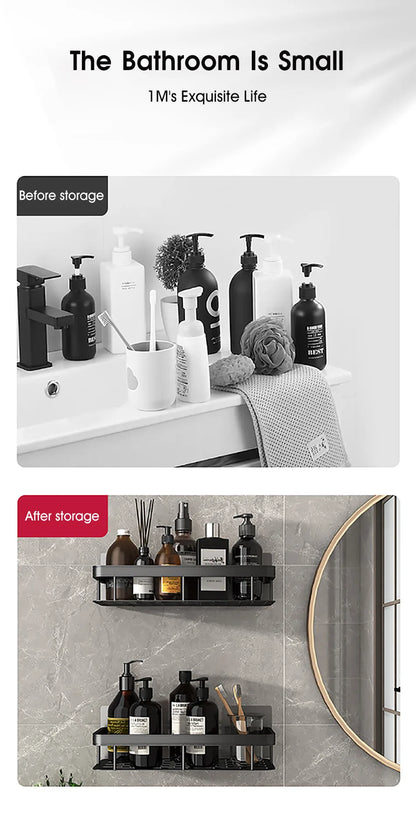 No-Drill Wall-Mounted Bathroom Shelf – Corner Shower Organizer for Shampoo, Toiletries, and Bathroom Essentials