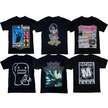 Y2K-Inspired Gothic Graphic Tee with Night School Print for Men and Women — Harajuku Hip Hop Streetwear, Unisex Boxy Fit, Short Sleeve Sweatshirt