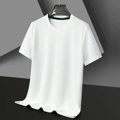 Men’s Summer Casual Waffle O-Neck Short Sleeve T-Shirt – Breathable Solid Color Fashion Tee