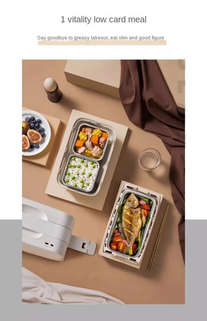 Portable Electric Lunch Box with Self-Heating, 220V Rice Cooker and Multi-Function Food Steamer