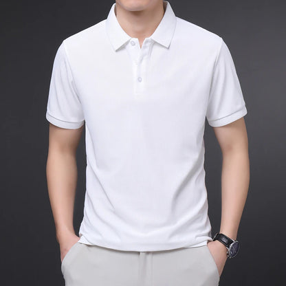 Men's Plain Short-Sleeve Polo Shirt – Summer Casual & Business Wear, Lightweight and Comfortable