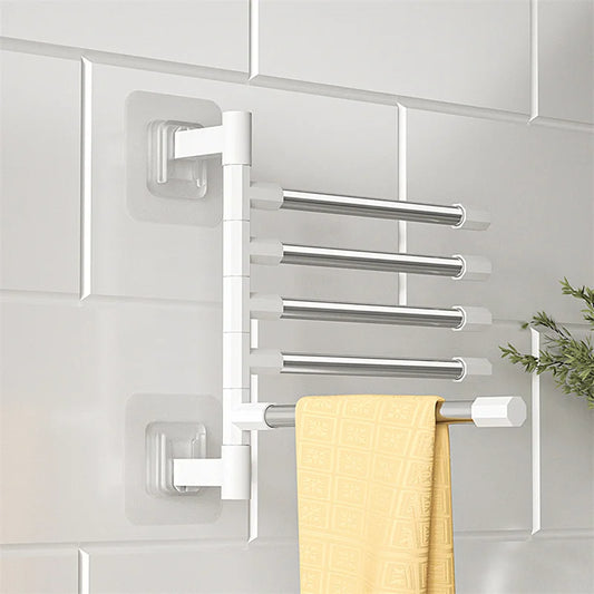 Rotating Bathroom Towel Rack – Punch-Free Wall-Mounted Stainless Steel Organizer with Suction Cup