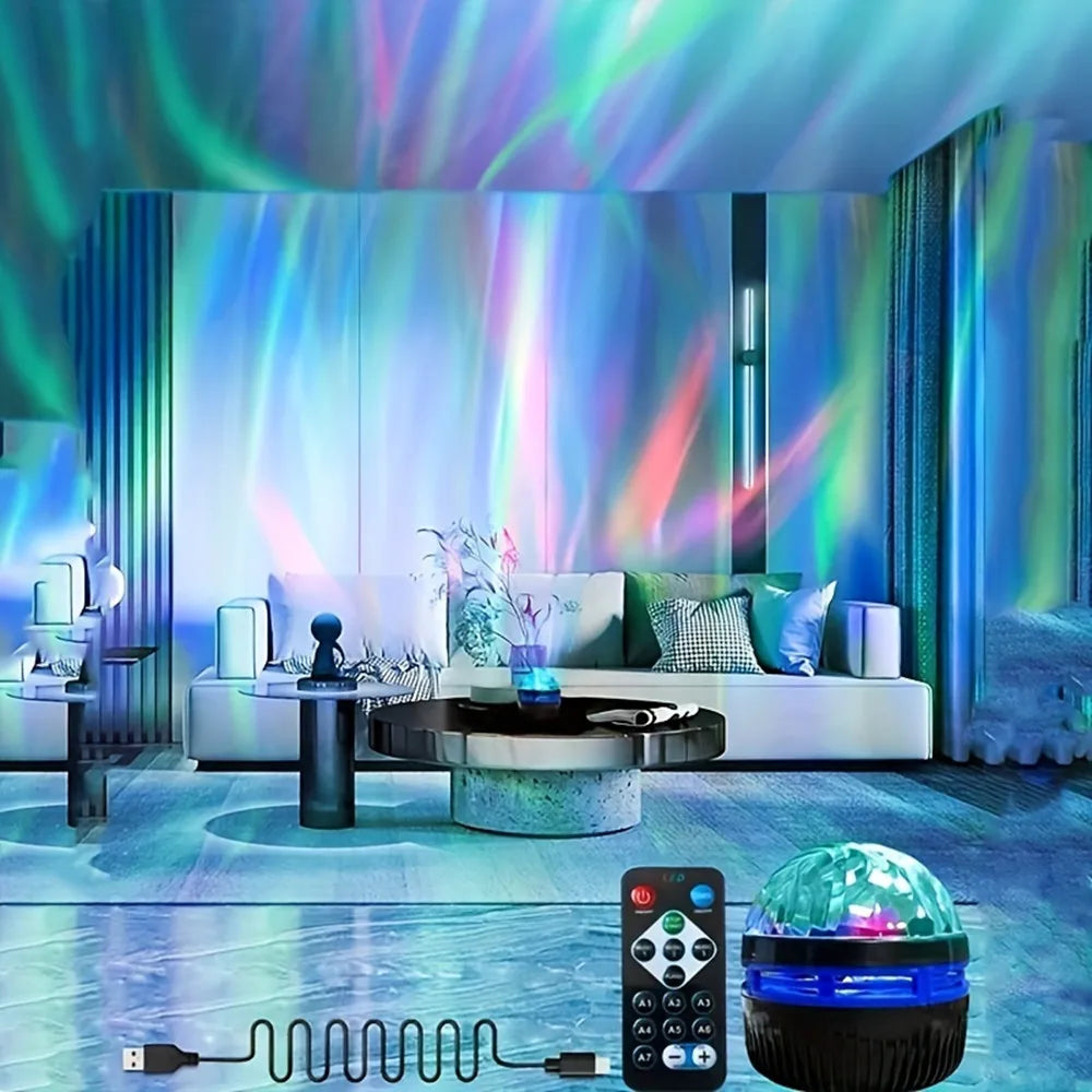 LED Starry Sky &amp; Northern Lights Projector Lamp with Remote Control and Auto-Rotation – Perfect for Home and Party Decoration