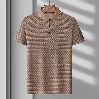 Men’s Breathable Ice Silk Polo Shirt – Seamless Short Sleeve Business Casual Summer Top