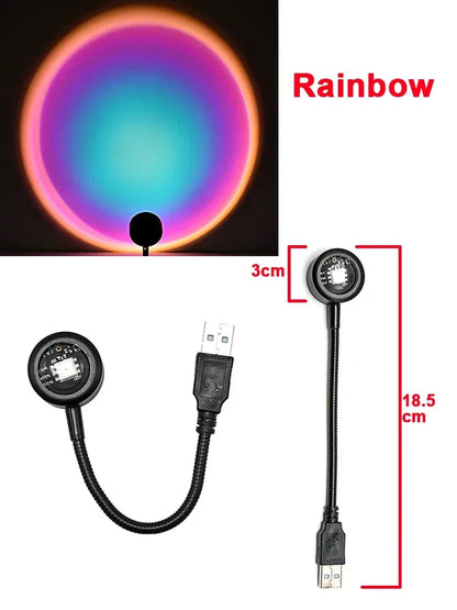 USB Sunset Projection Lamp – Ambient Mood Light for Bedroom, Living Room, Bar, and Photography Backdrops &nbsp;